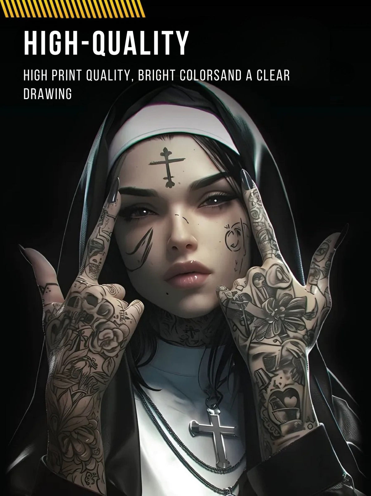 2Pcs Matte Vinyl Door Pillar Stickers “Nun” Style Car Exterior Decals
