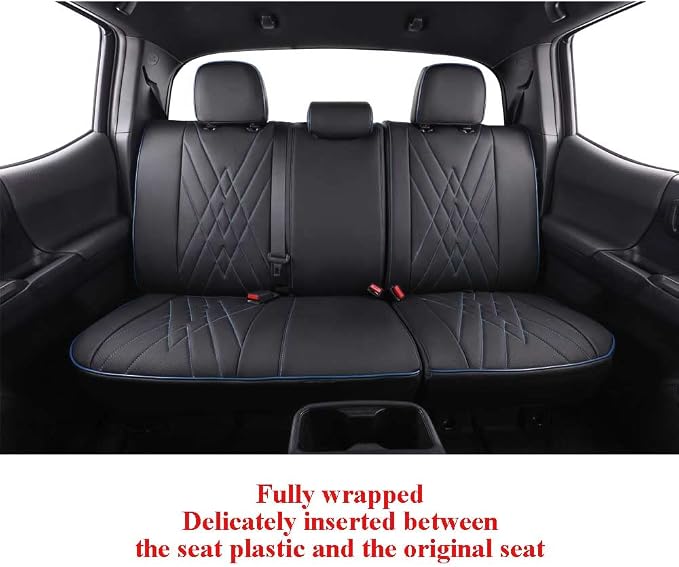 Faux Leather Seat Covers for Toyota Tacoma — Full Set — Black / Blue