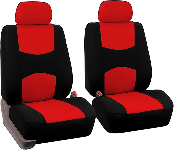 Universal Fabric Seat Covers — Front Seat — Red
