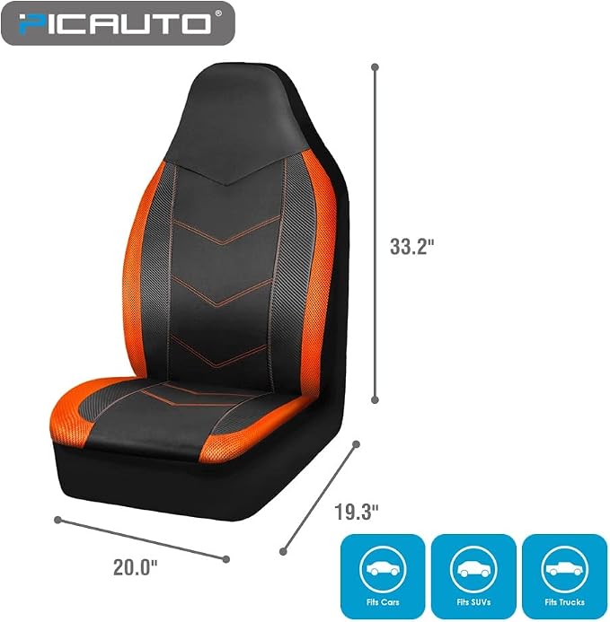 Universal Fabric Seat Covers — Front Seat — Orange
