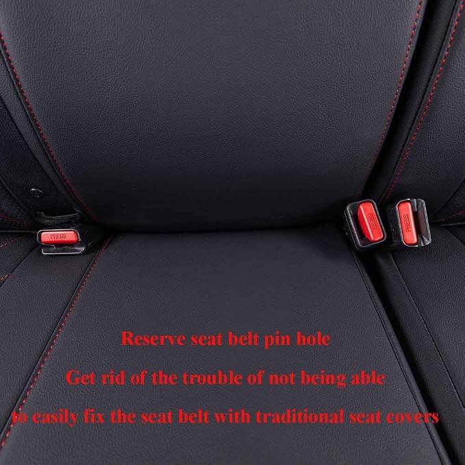 Faux Leather Seat Covers for Toyota Tacoma — Full Set — Black / Red