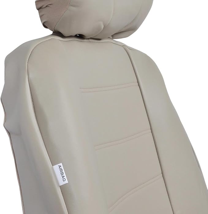 Faux Leather Car Seat Covers — Front Seat — Beige