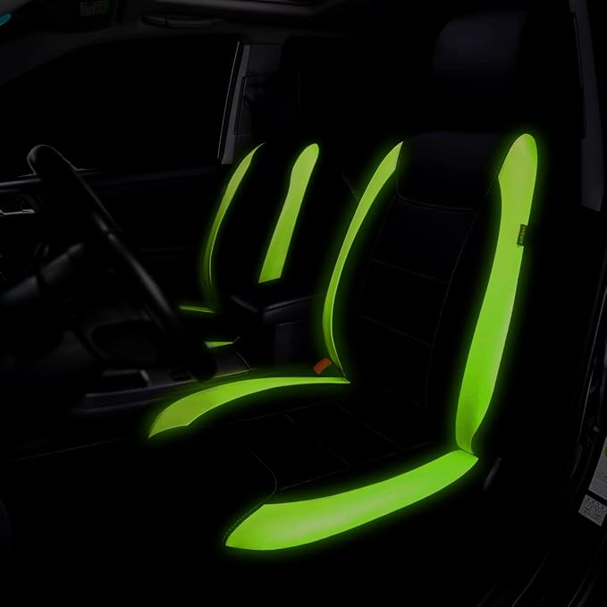 Faux Leather Car Seat Covers — Front Seat — Green / Black