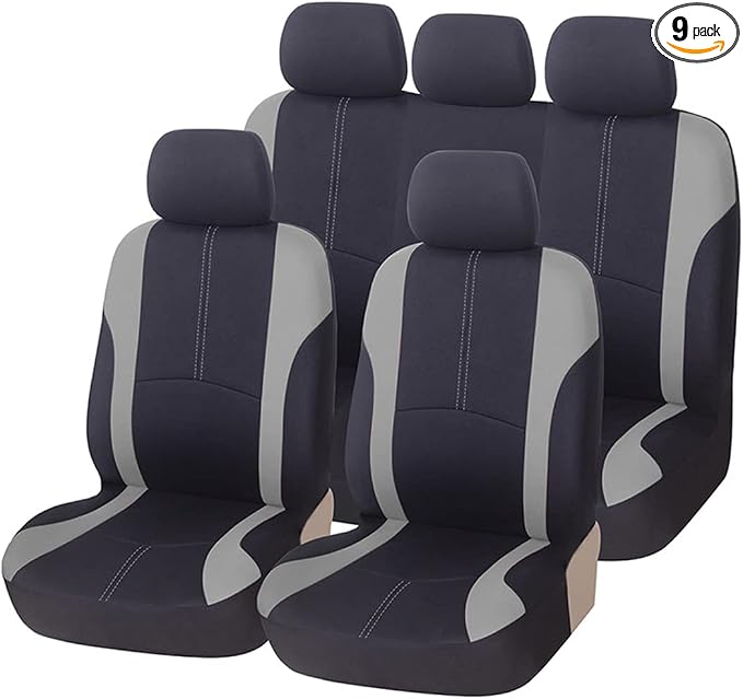 Universal Fabric Seat Covers — Full Set — Gray