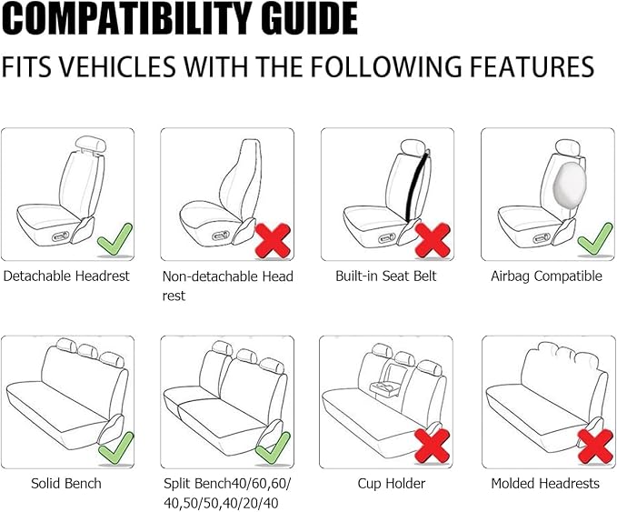 Universal Fabric Seat Covers — Full Set — Red