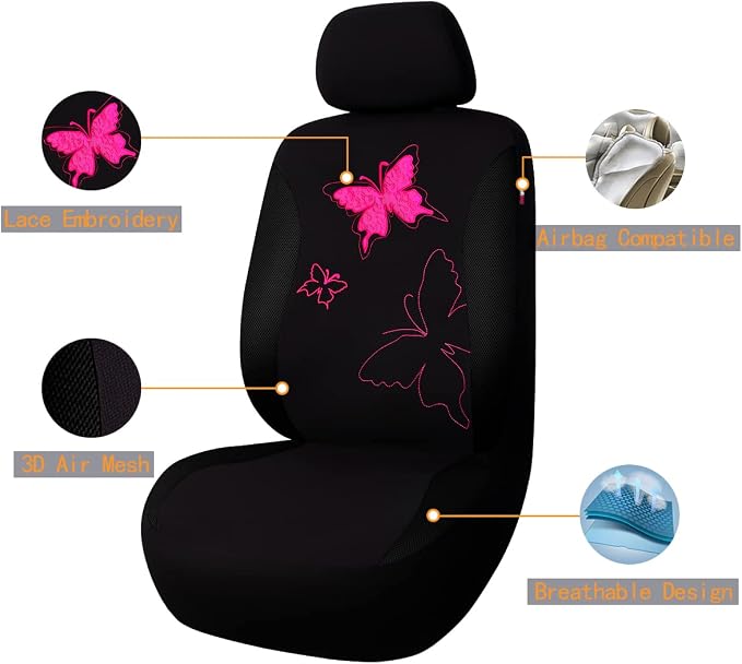 Universal Seat Covers — Full Set — Black / Red