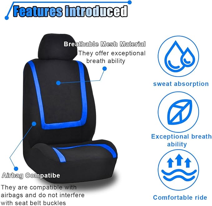 Universal Seat Covers — Front Seat — Black / Blue