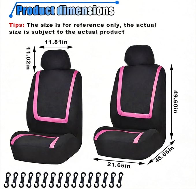 Universal Seat Covers — Front Seat — Black / Pink