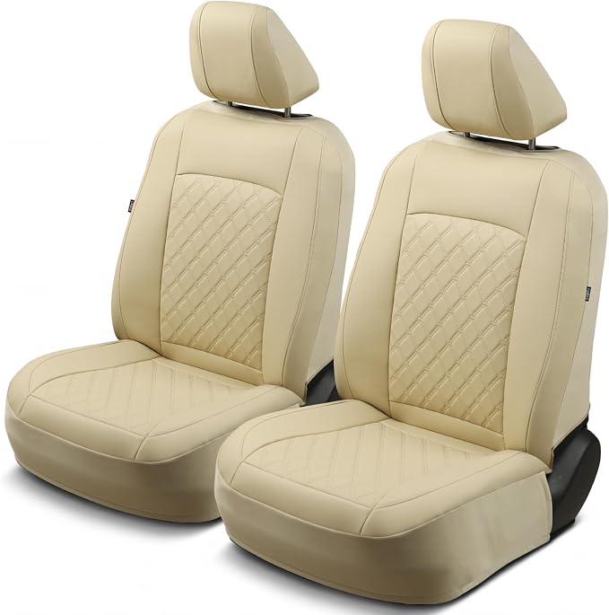 Faux Leather Seat Covers for Multiple Vehicles — Front Seat — Beige