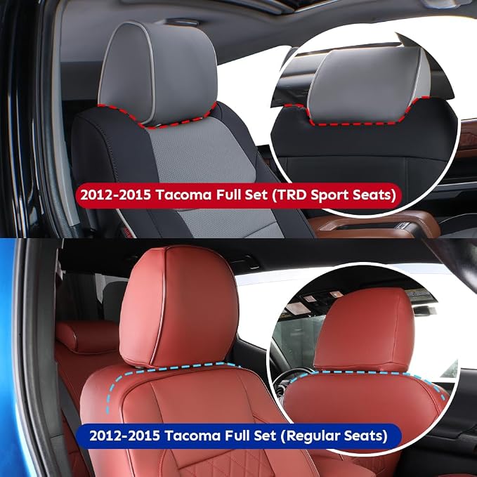 Faux Leather Seat Covers for Toyota Tacoma — Full Set — Black