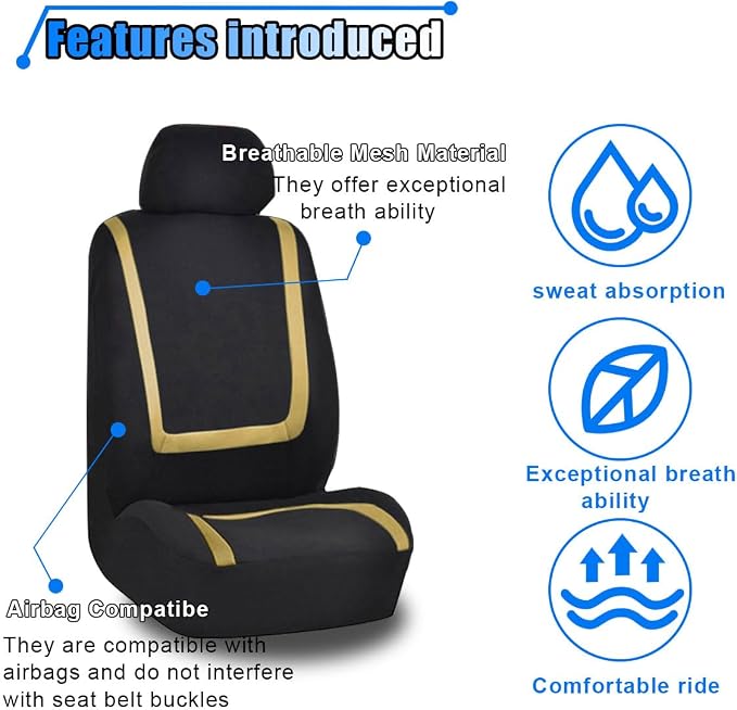 Universal Seat Covers — Front Seat — Black / Beige