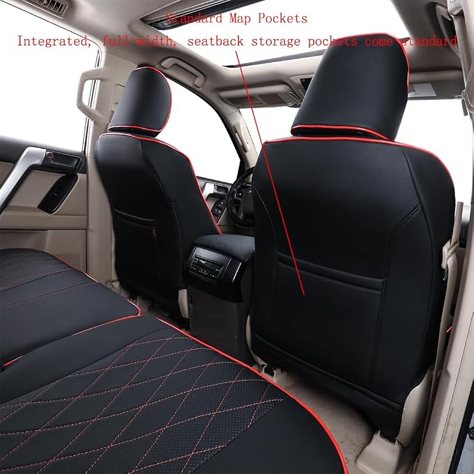 Faux Leather Seat Covers for Toyota 4Runner — Full Set — Black / Red