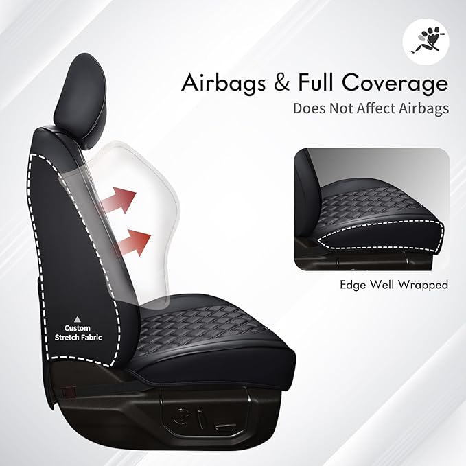 Faux Leather Seat Covers for Jeep Gladiator / Jeep Wrangler — Front Seat — Black