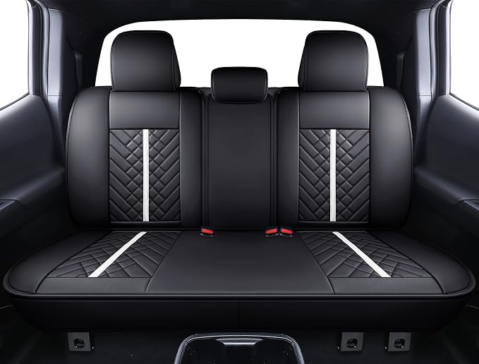 Faux Leather Seat Covers for Toyota Tacoma — Full Set — Black / White