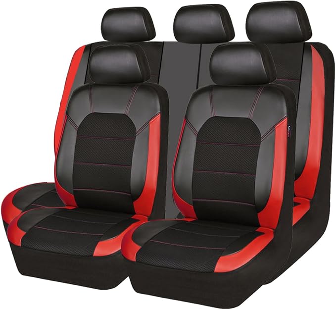 Universal Seat Covers — Full Set — Black / Red
