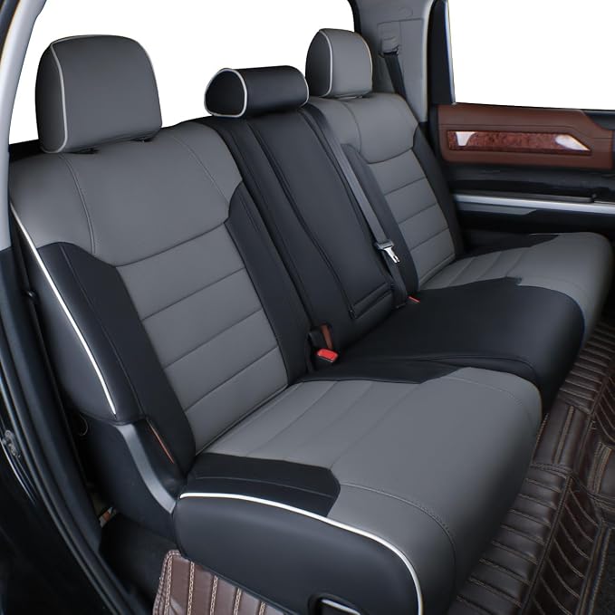 Faux Leather Seat Covers for Toyota Tacoma — Rear Seat — Black / Gray