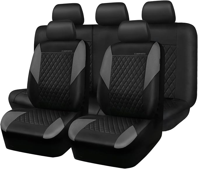 Universal Faux Leather Seat Covers — Full Set — Gray