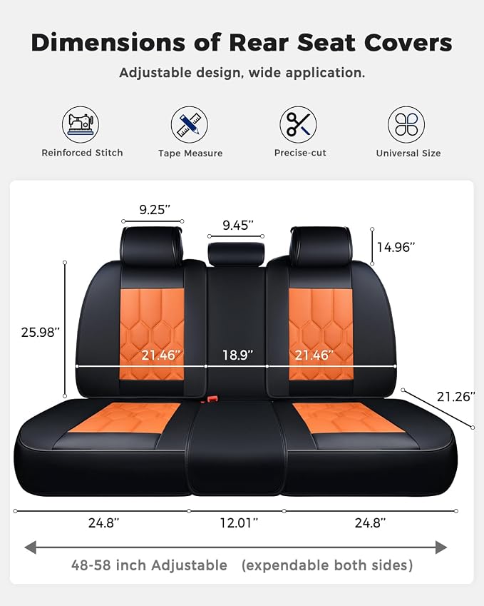 Universal Seat Covers — Black / Orange