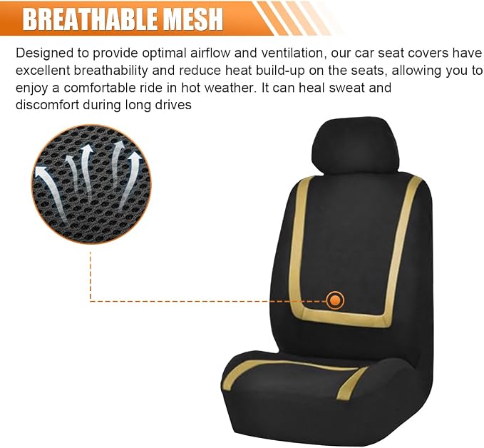 Universal Seat Covers — Front Seat — Black / Beige