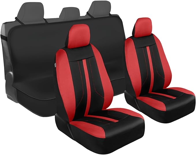 Universal Fabric Seat Covers — Full Set — Red
