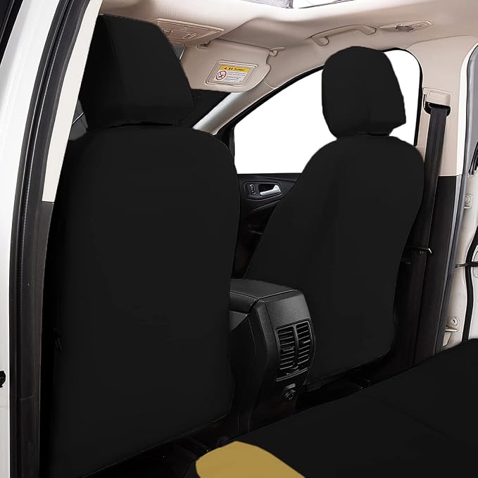 Faux Leather Car Seat Covers — Full Set — Black / Beige