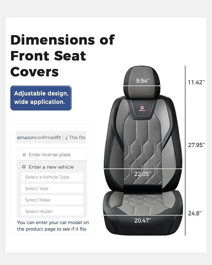 Universal Seat Covers — Front Seat — Black / Gray