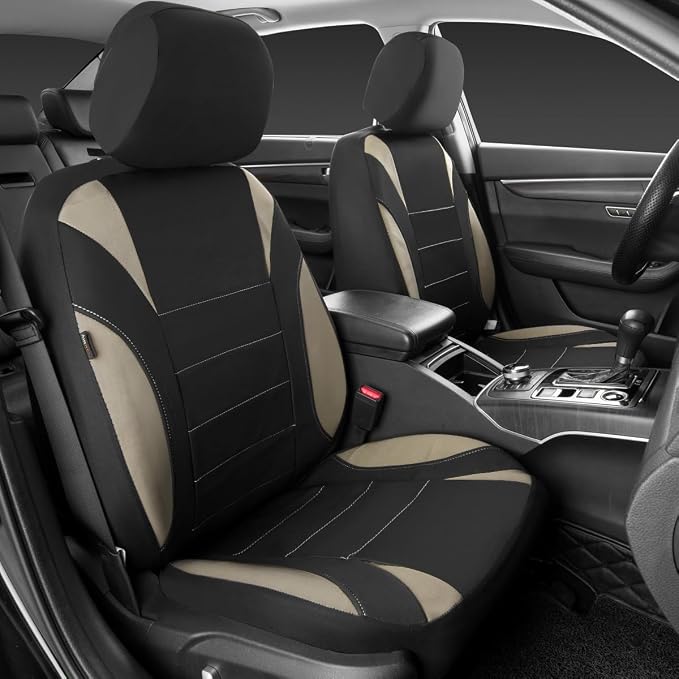 Universal Neoprene Seat Covers — Front Seat — Black / Beige