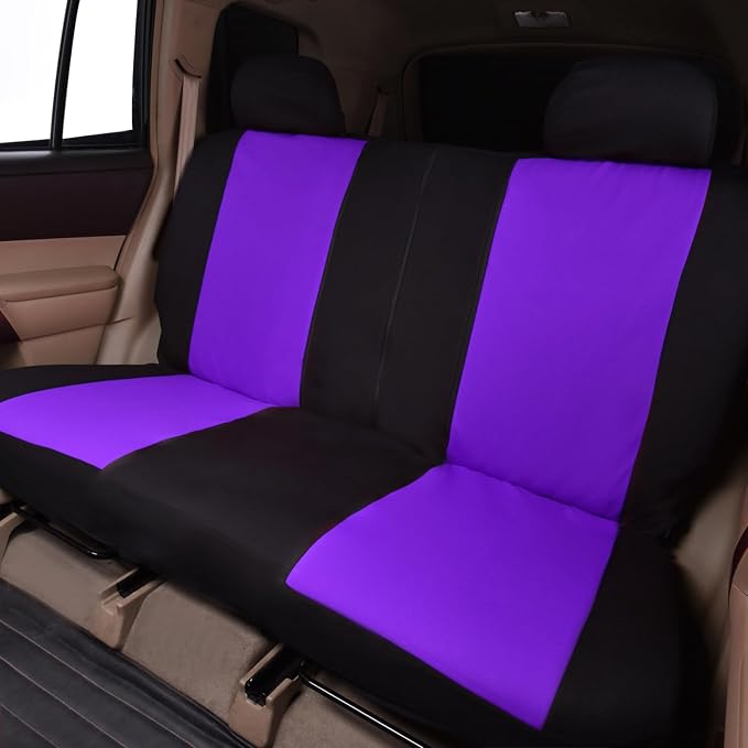 Fabric Car Seat Covers — Full Set — Black / Purple