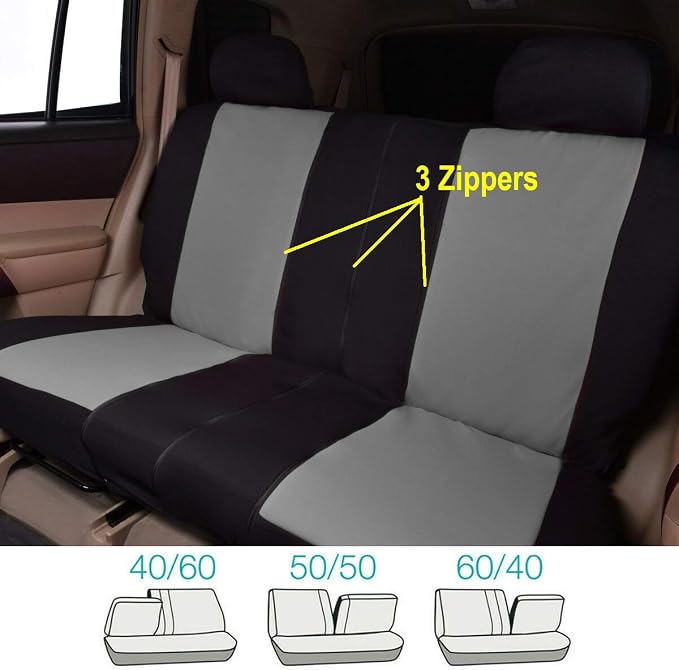 Fabric Car Seat Covers — Full Set — Black / Gray