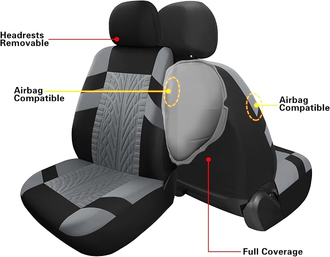 Universal Seat Covers — Front Seat — Black / Gray