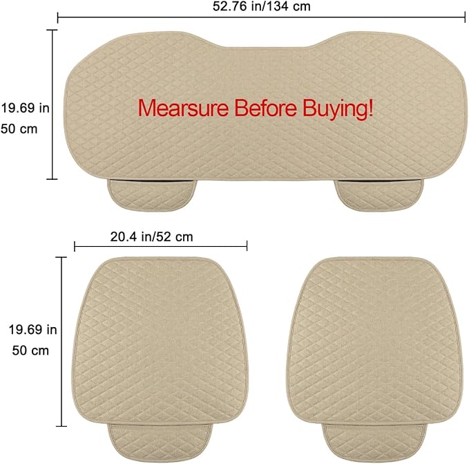 Fabric Car Seat Covers — Front Seat — Beige / Tan / White
