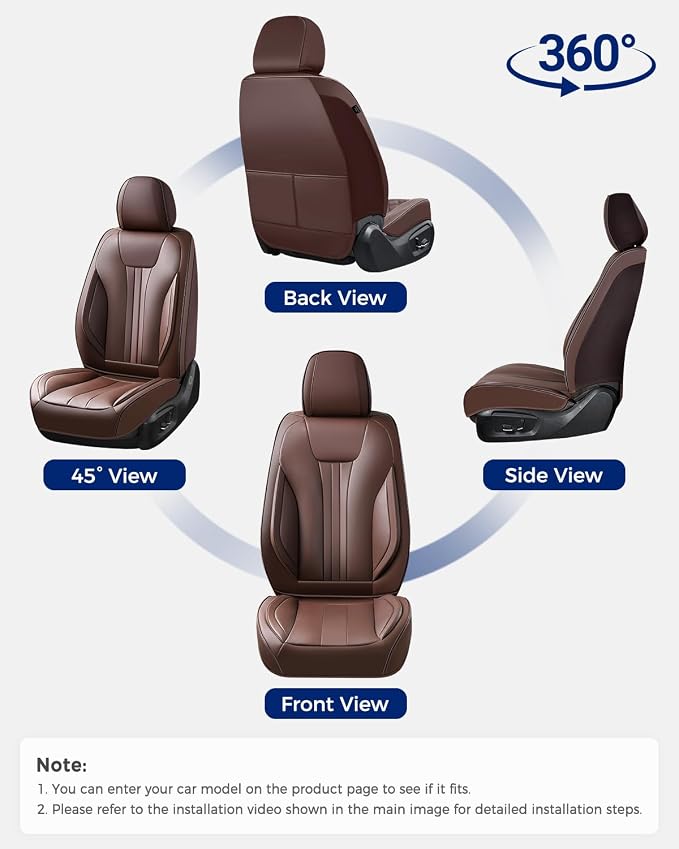 Universal Faux Leather Seat Covers — Front Seat — Coffee