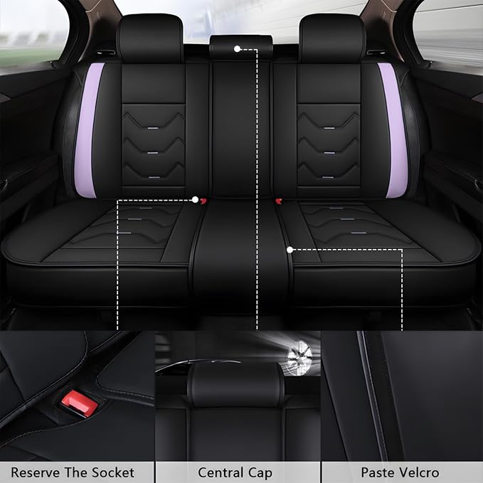 Universal Seat Covers — Full Set — Black / Purple