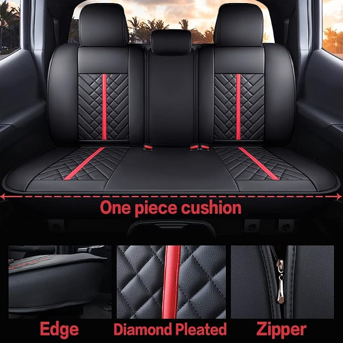 Seat Covers for Toyota Tacoma — Rear Seat — Black / Red