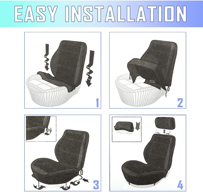 Universal Fabric Seat Covers — Front Seat — Black