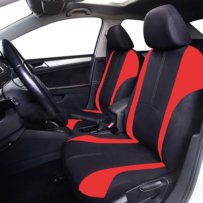 Universal Fabric Seat Covers — Full Set — Red