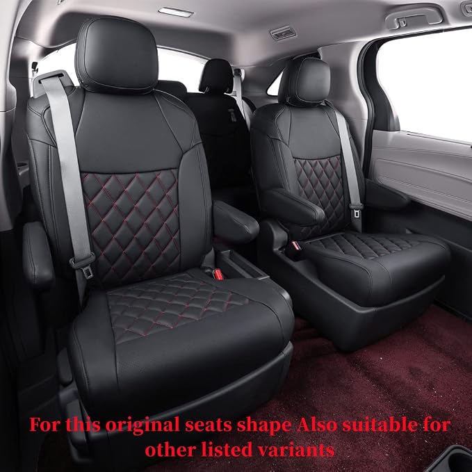 Faux Leather Seat Covers for Toyota Sienna — Full Set — Black / Red