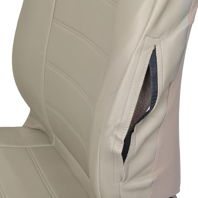 Faux Leather Car Seat Covers — Front Seat — Beige