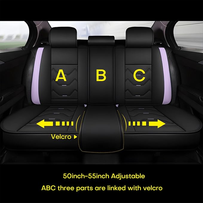 Universal Seat Covers — Full Set — Black / Purple