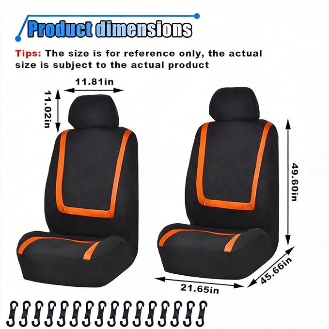 Universal Seat Covers — Front Seat — Black / Orange