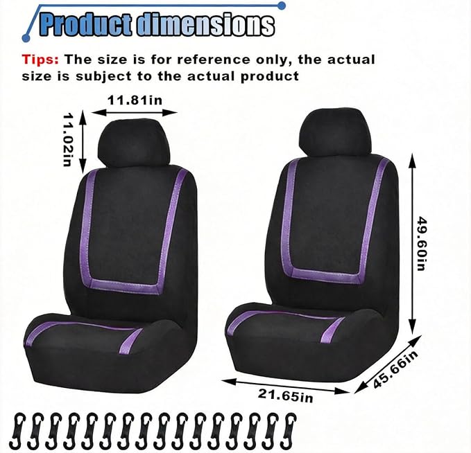 Universal Seat Covers — Front Seat — Black / Purple