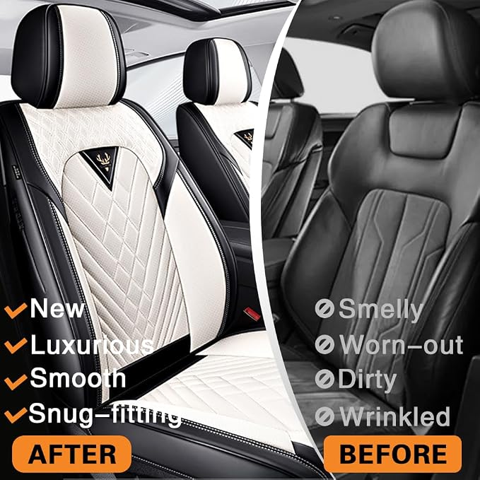 Seat Covers for Toyota C-HR — Full Set — Cream / White