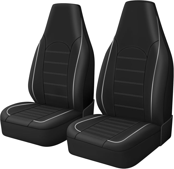 Universal Faux Leather Seat Covers — Front Seat — Gray