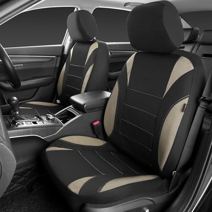 Universal Neoprene Seat Covers — Front Seat — Black / Beige