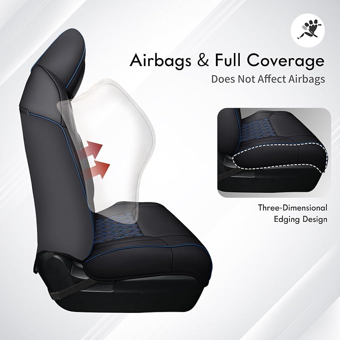 Seat Covers for Toyota Tacoma — Full Set — Black / Blue