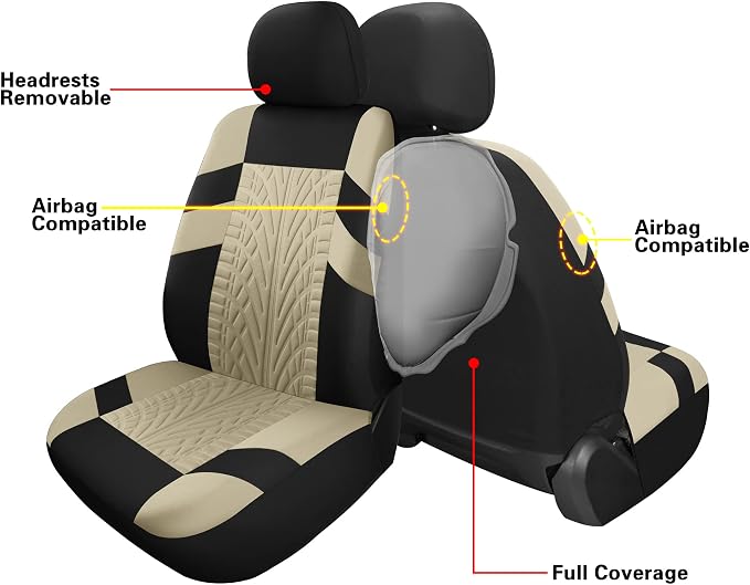 Universal Seat Covers — Front Seat — Black / Beige