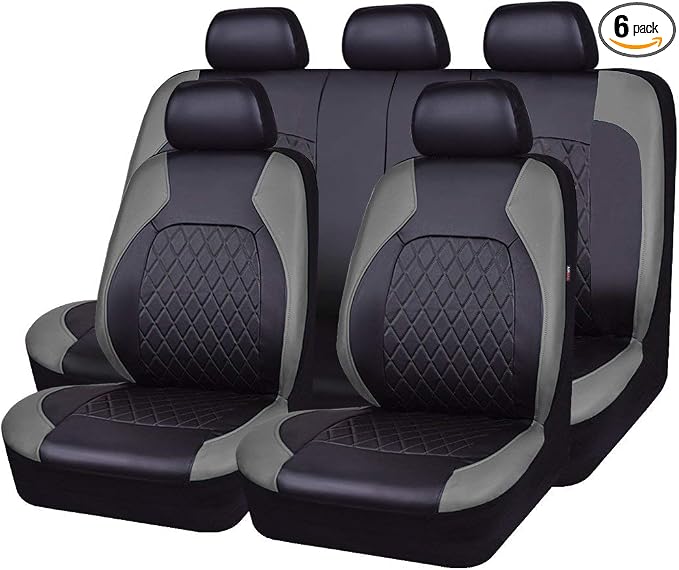 Universal Faux Leather Seat Covers — Full Set — Black / Gray