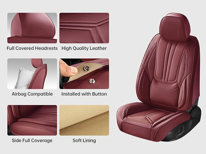 Universal Seat Covers — Full Set — Burgundy / Red