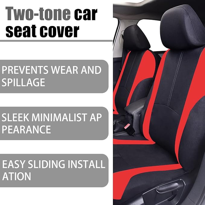 Universal Fabric Seat Covers — Full Set — Red