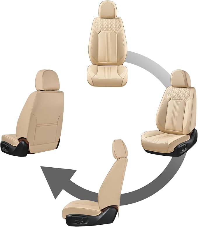 Universal Faux Leather Seat Covers — Front Seat — Beige